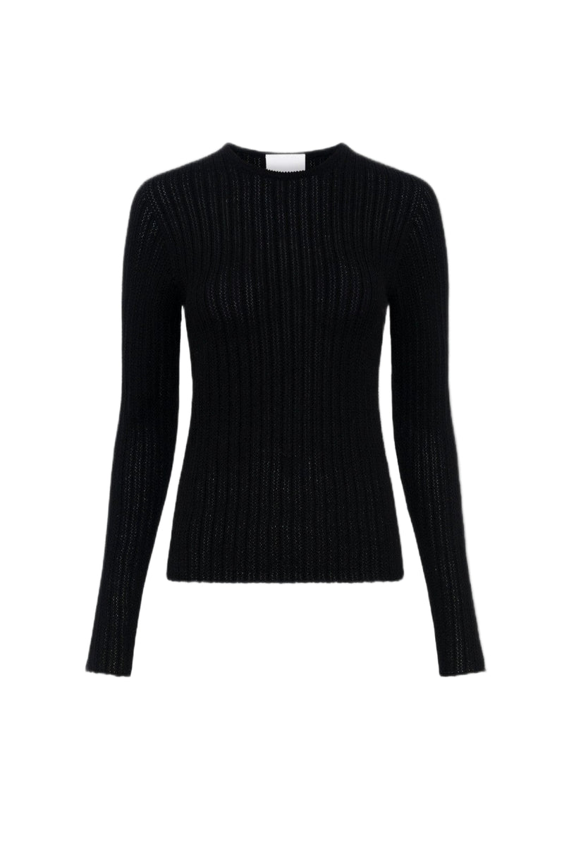 Dolie Crewneck Fitted Sweater - Deep Black