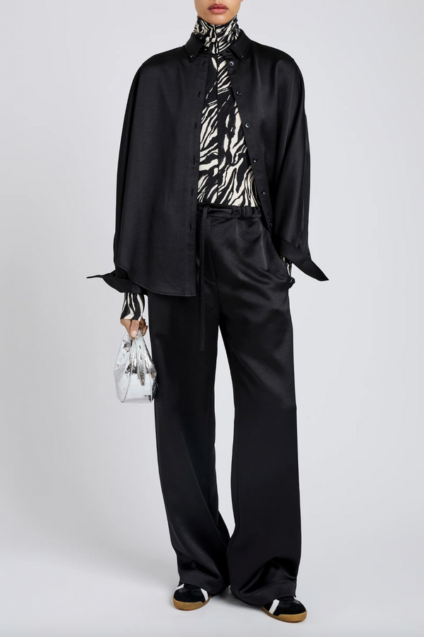Magnus Pant in Crinkled Crepe - Black
