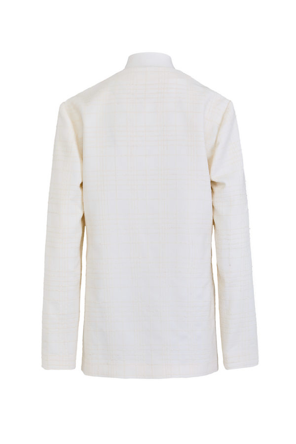 The Claire Cardigan in Textured Check - Ivory