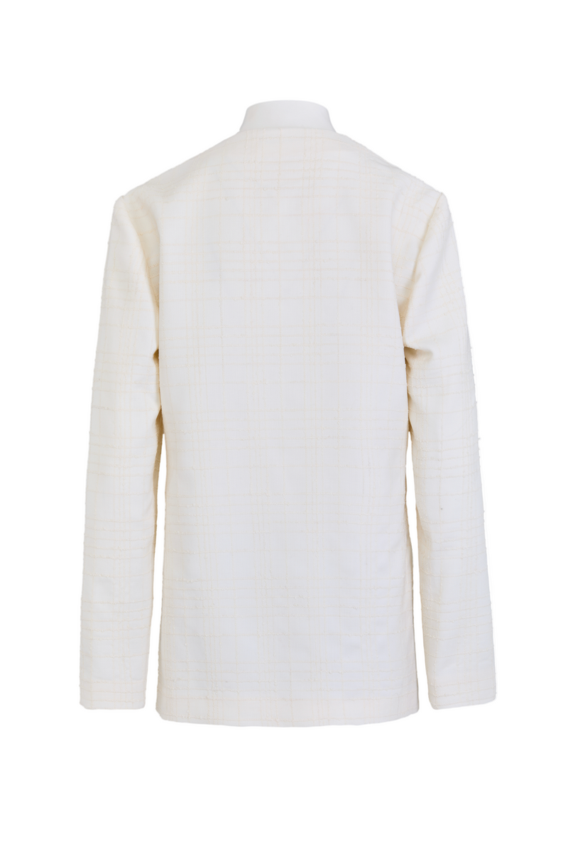 The Claire Cardigan in Textured Check - Ivory