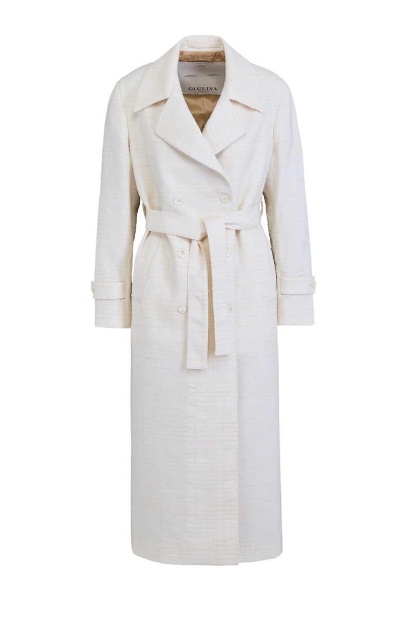 The Christie Coat in Textured Check - Ivory