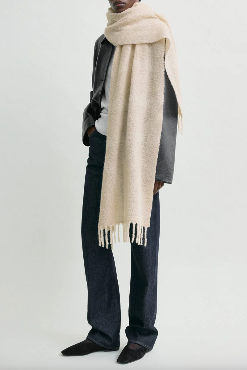 Monogram Jacquard Scarf - Ecru/White