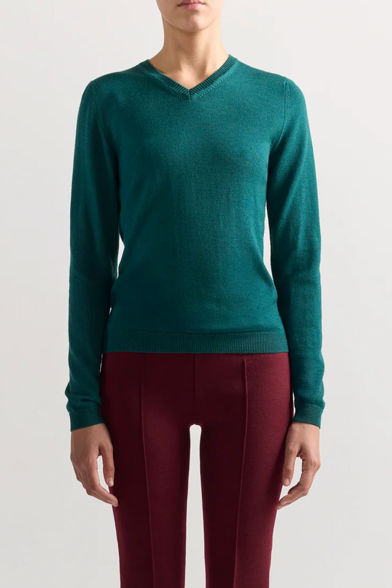 Billie V-Neck Sweater - Teal