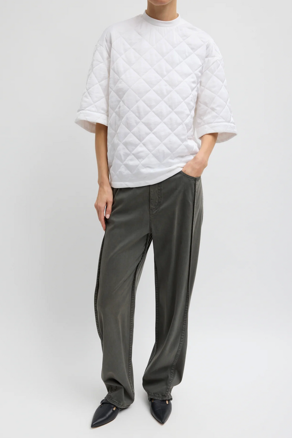 Garment Dyed Stretch Twill Tuck Pant - Grey