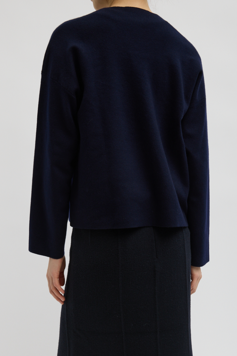 Double Faced Cashmere Oversize Easy Sweater - Dark Navy