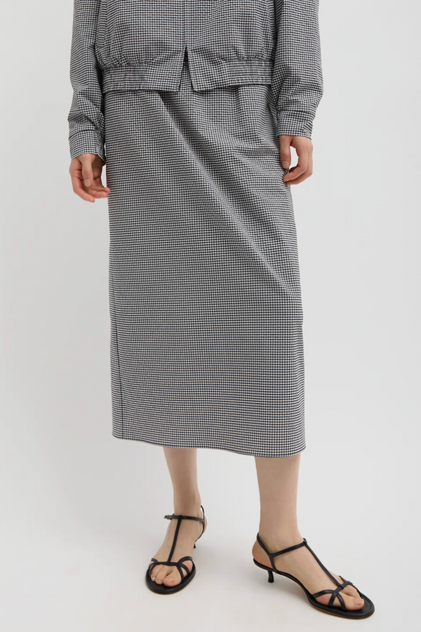 Tech Gingham Slip Skirt - Black/White Gingham