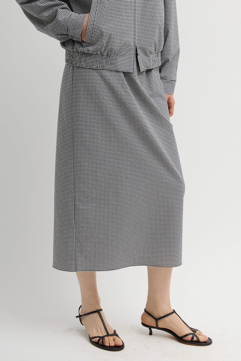 Tech Gingham Slip Skirt - Black/White Gingham