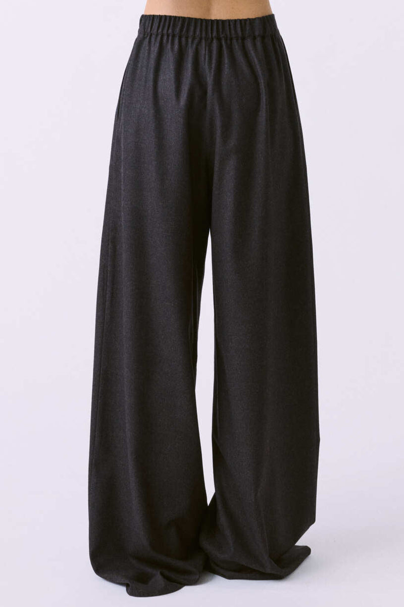Full Pants in Flanella Wool - Ebano