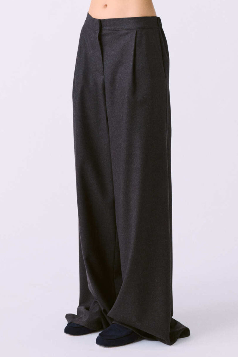 Full Pants in Flanella Wool - Ebano