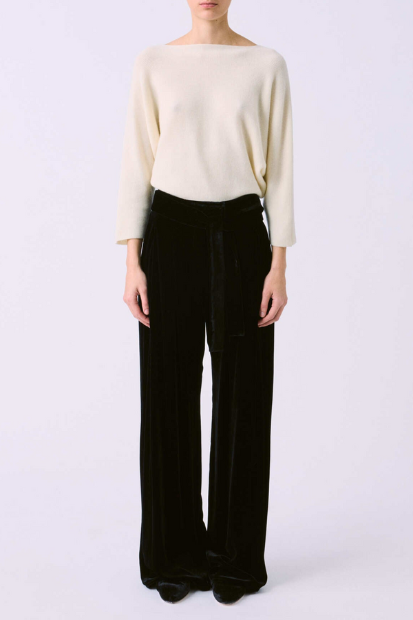 Batwinged Crewneck Rib Sweater - Bone