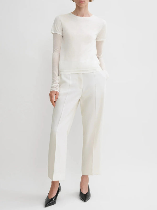 Straight Cropped Trousers - Off White