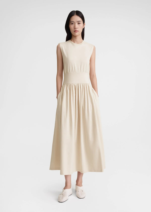 Sleeveless Cotton Tee Dress - Pearl