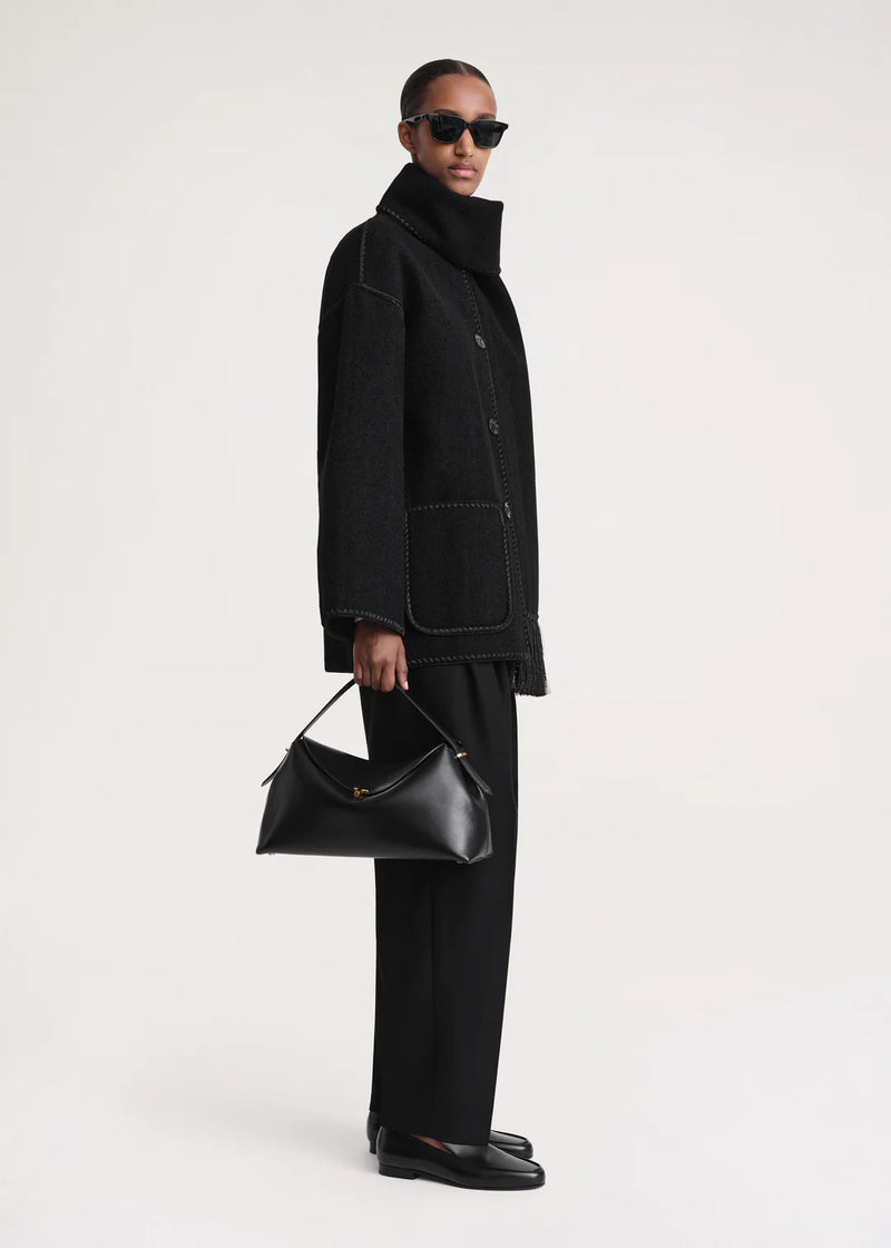 Embroidered Scarf Jacket - Black