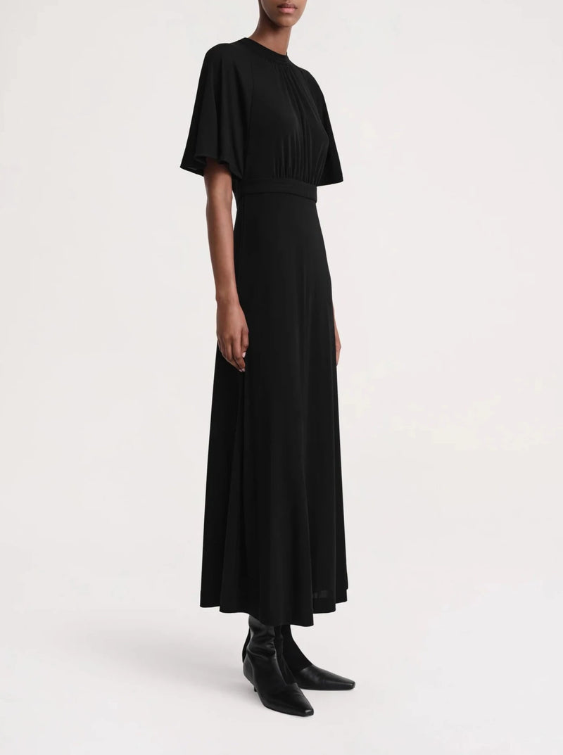 Fluid Sleeve Jersey Dress - Black
