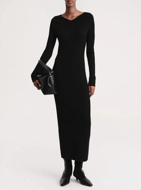 Ribbed Merino Dress - Black