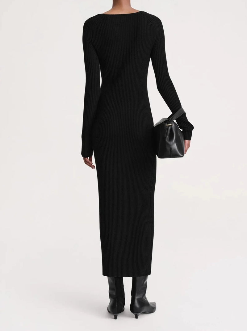 Ribbed Merino Dress - Black
