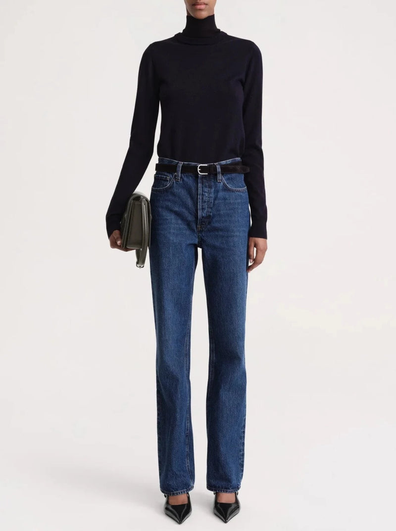 Two-Tone Turtleneck Knit - Navy