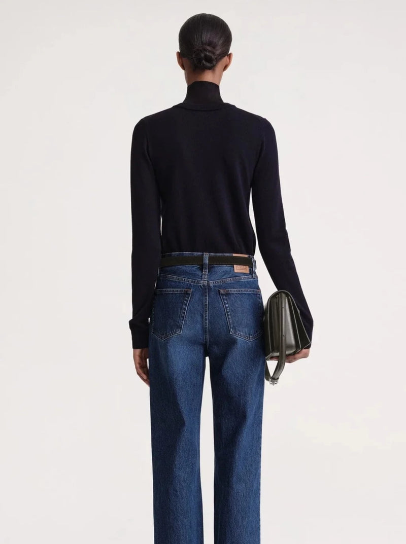 Two-Tone Turtleneck Knit - Navy