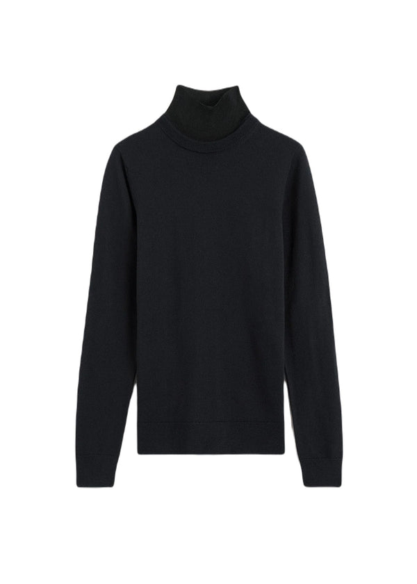 Two-Tone Turtleneck Knit - Navy