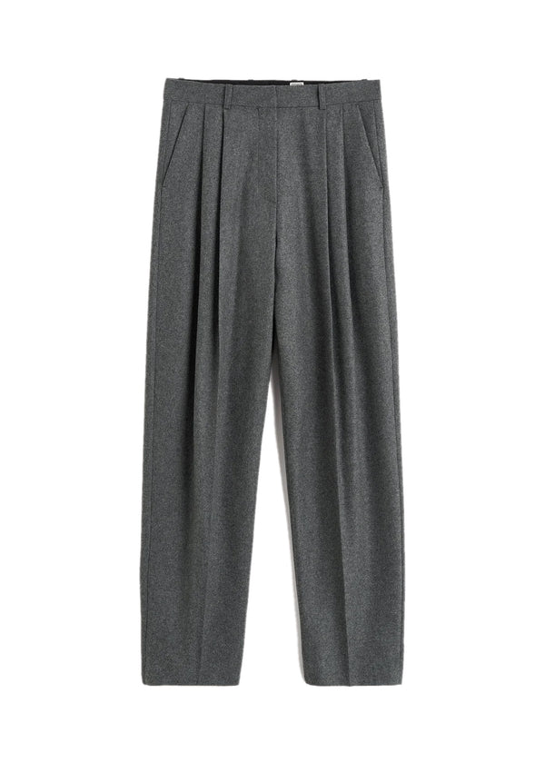 Double Pleated Trouser - Grey Melange
