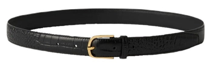 Slim trouser leather belt black grain – TOTEME