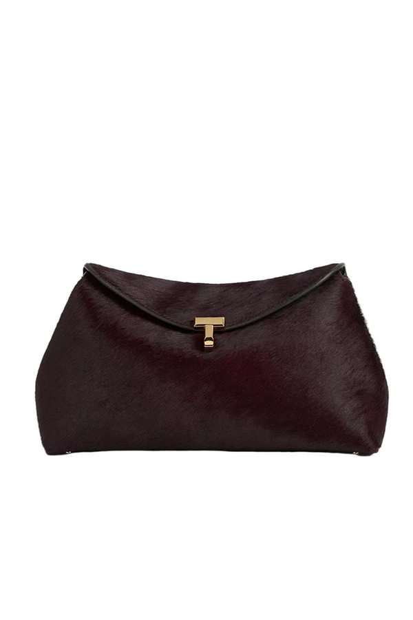 T-Lock Pony Hair Clutch - Wine