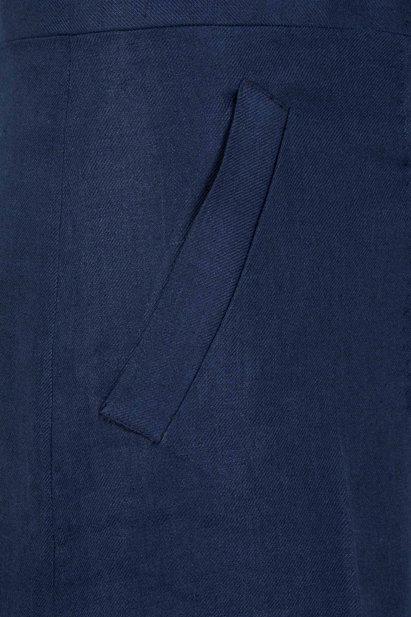 Paola Linen Trousers - Navy Blue