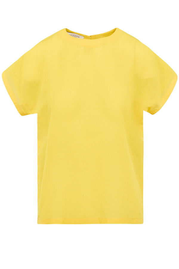 Ava Top in Linen and Viscose - Flamed Yellow