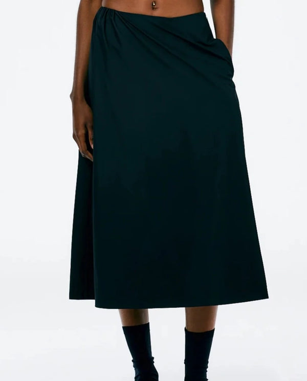 Italian Sporty Nylon Circle Skirt - Black