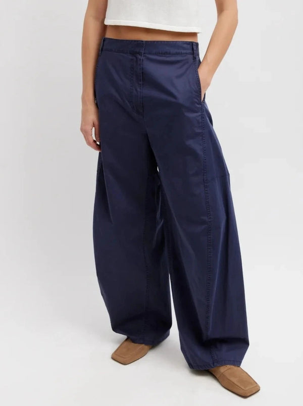 Garment Dyed Silky Cotton Sid Pant - Navy
