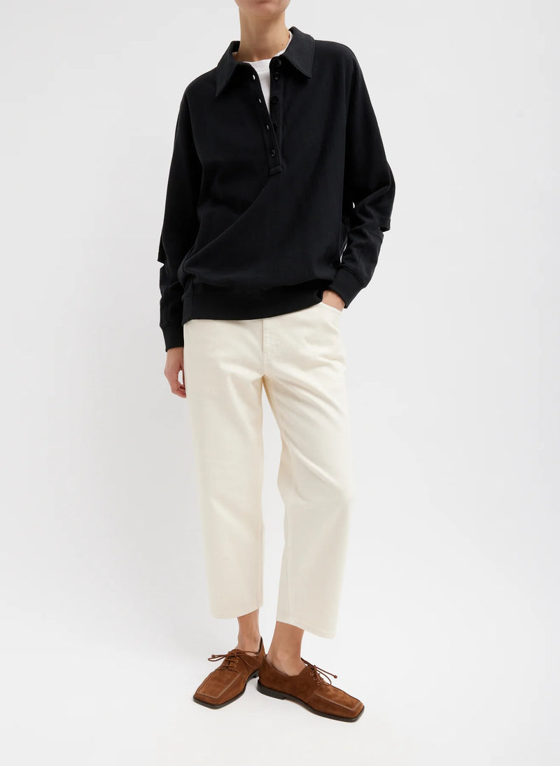 Garment Dyed Stretch Twill Cropped Newman Jean - Ivory