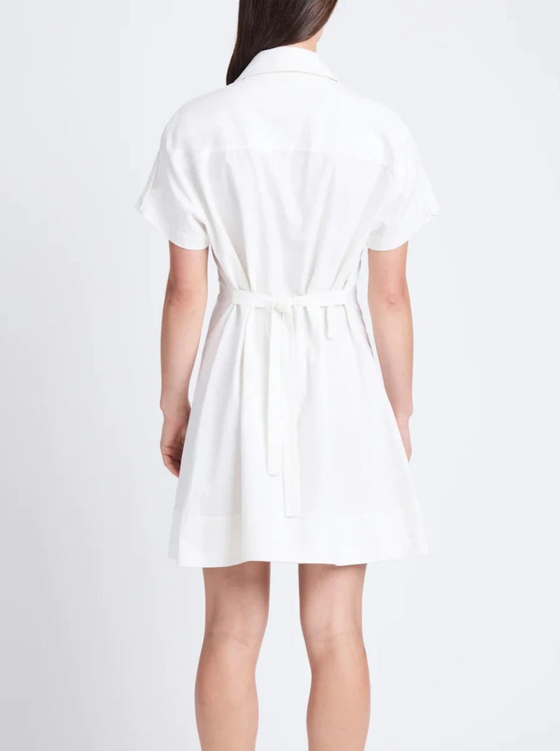 Carmine Dress in Solid Crinkle Cotton - Off-White