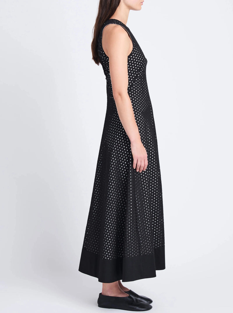 Juno Dress in Broderie Anglaise- Black/Off-White