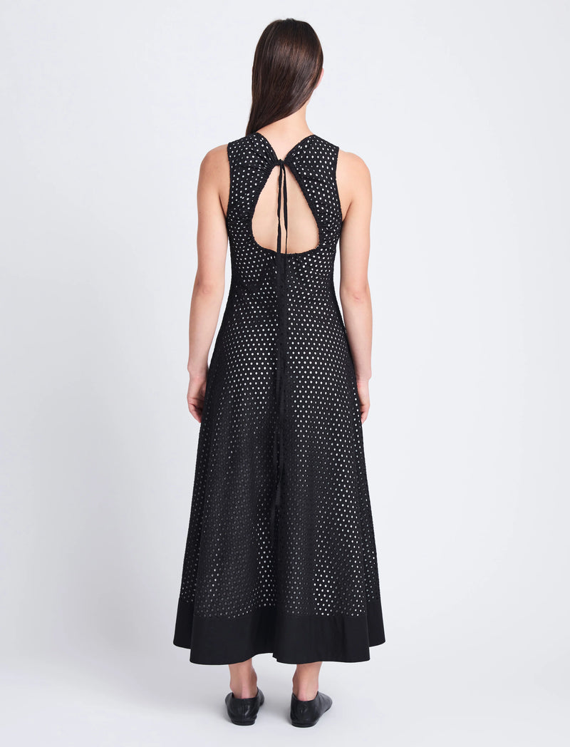 Juno Dress in Broderie Anglaise- Black/Off-White