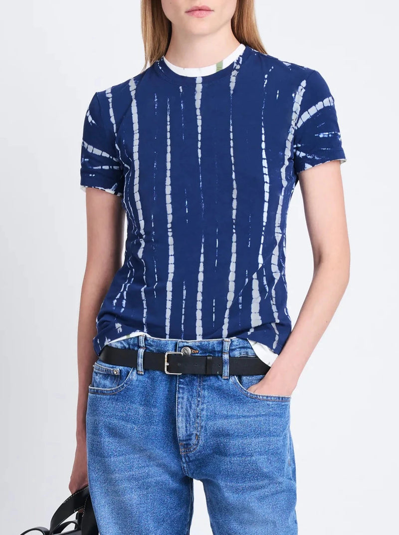 Finley T-Shirt in Stripe Tie Dye - Navy/Off-White