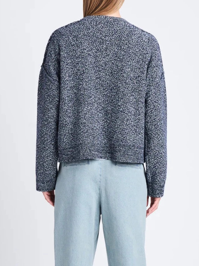 Remy Sweater in Marled Knits - Dark Blue/Off White