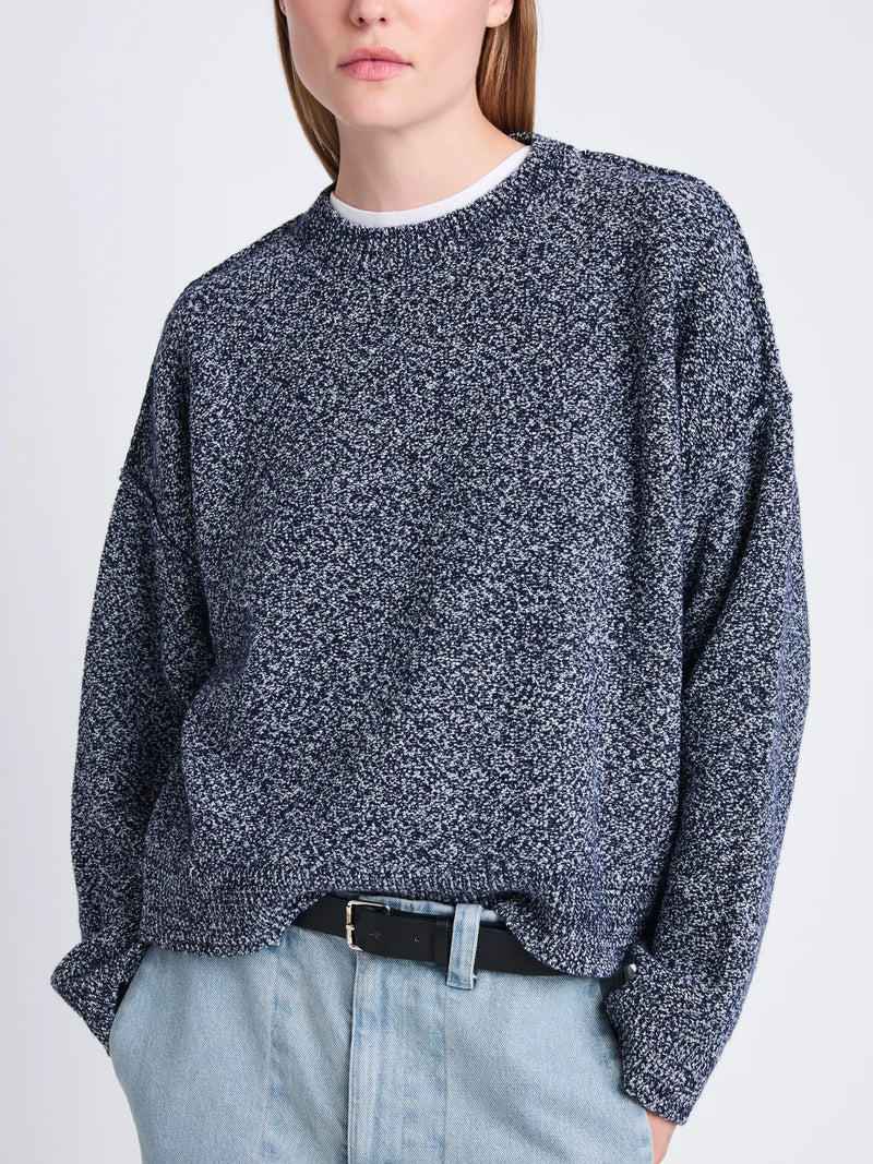 Remy Sweater in Marled Knits - Dark Blue/Off White