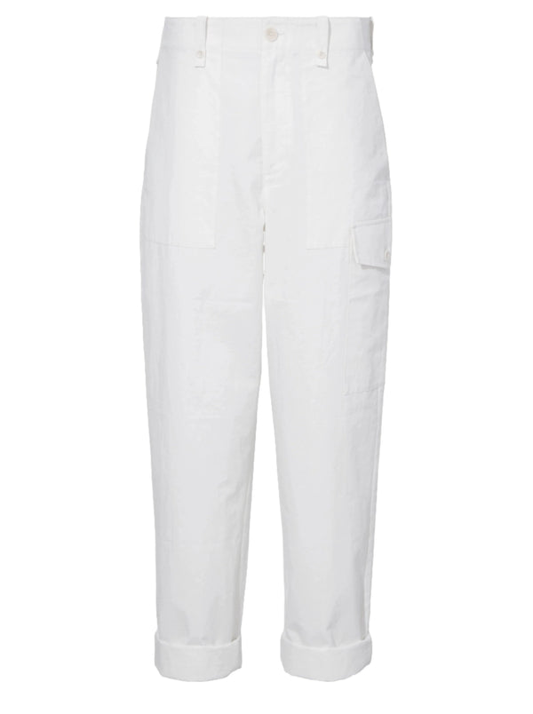 Octavia Pant in Solid Cotton Linen - Off-White