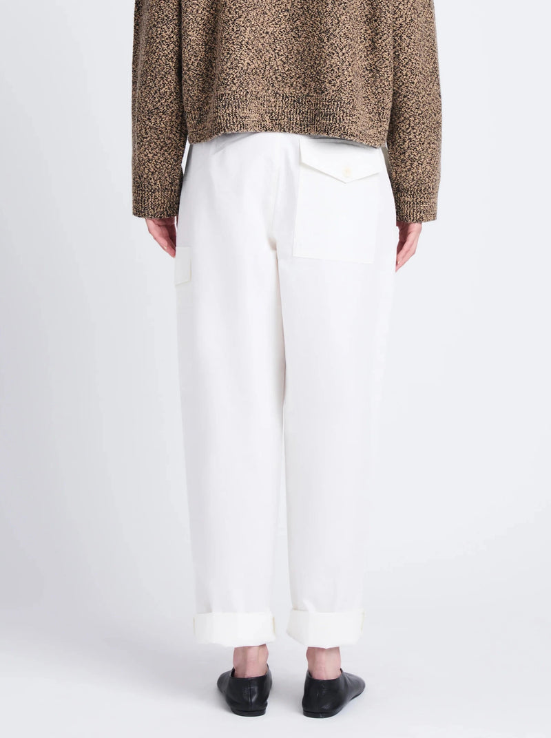 Octavia Pant in Solid Cotton Linen - Off-White