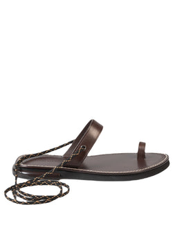 Flat Leather Sandal -Dark Brown