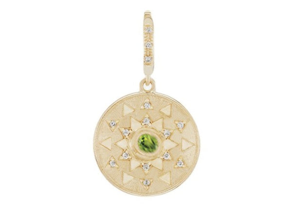 Mini Sun Sign Medallion - Peridot & Diamond