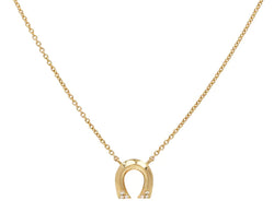 Tiny Horseshoe Pendant Necklace - Diamond
