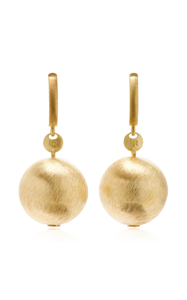 Brushed Gold Sphere Earrings
