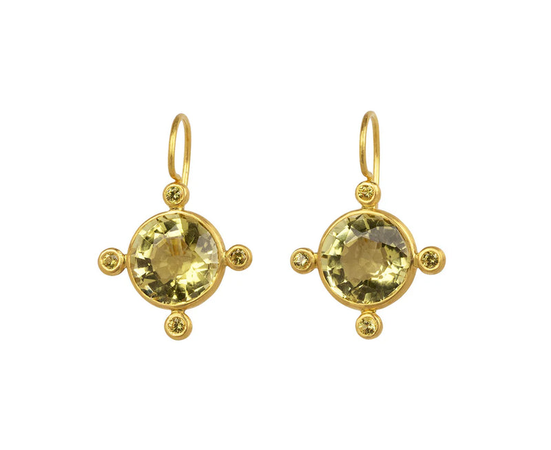 Constantinople Earrings - Lemon Quartz & Sapphire