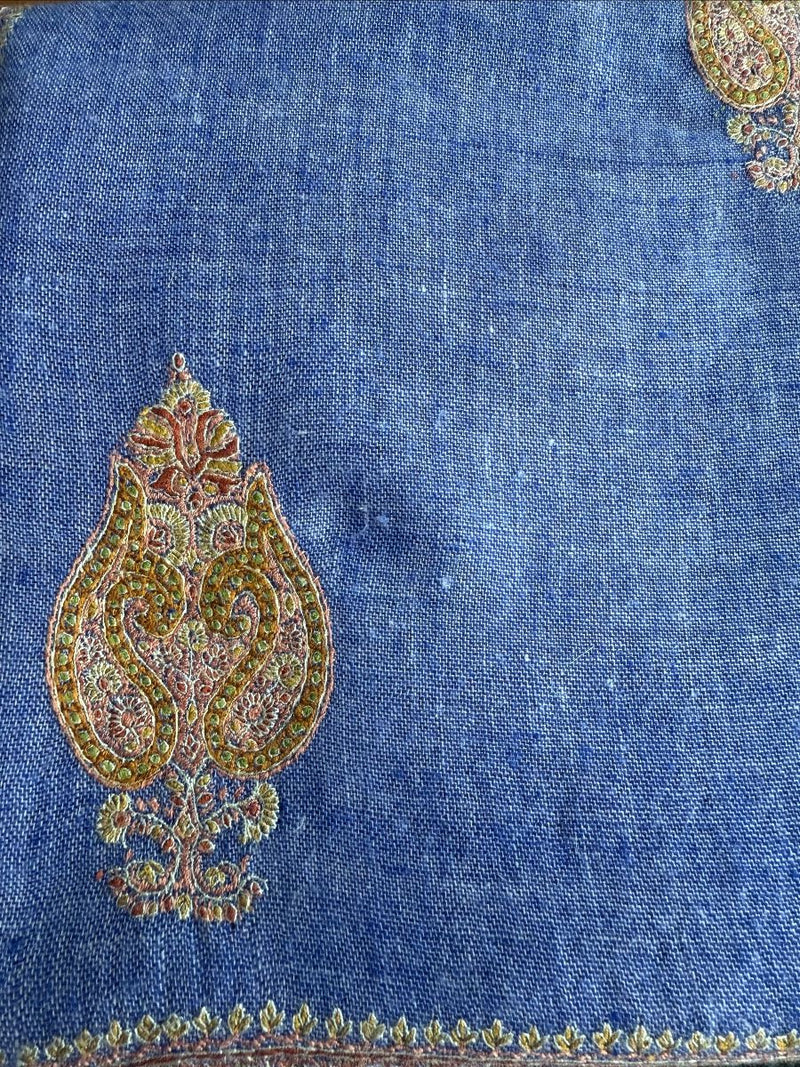 All Over Embroidered Cashmere Scarf - Heather Purple