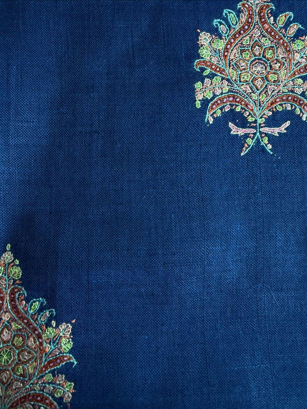Large Embroidered Scarf - Royal Blue
