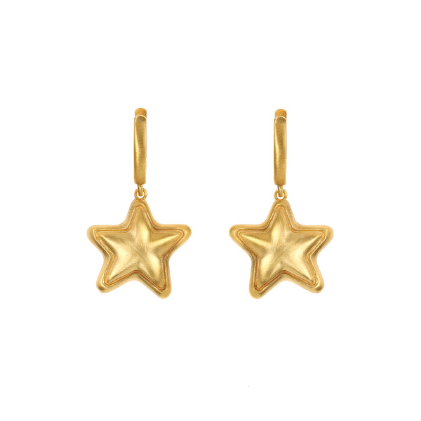 Brushed Gold Star Earrings
